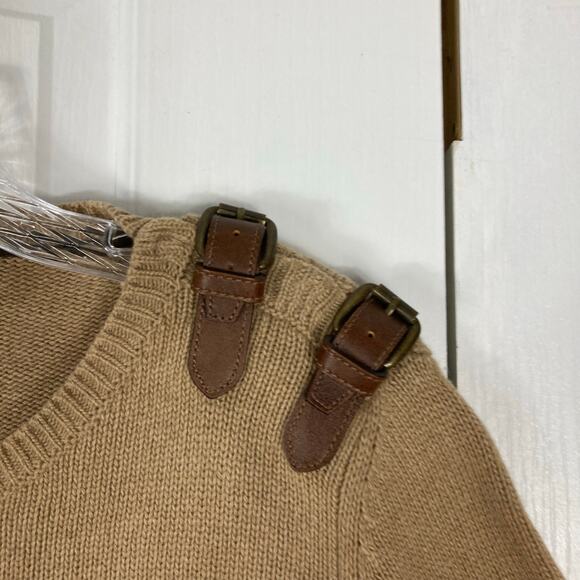 MASSIMO DUTTI Sweater S Cashmere Angora Wool Belt-Buckle-Shoulder Tan/Beige - Picture 5 of 12